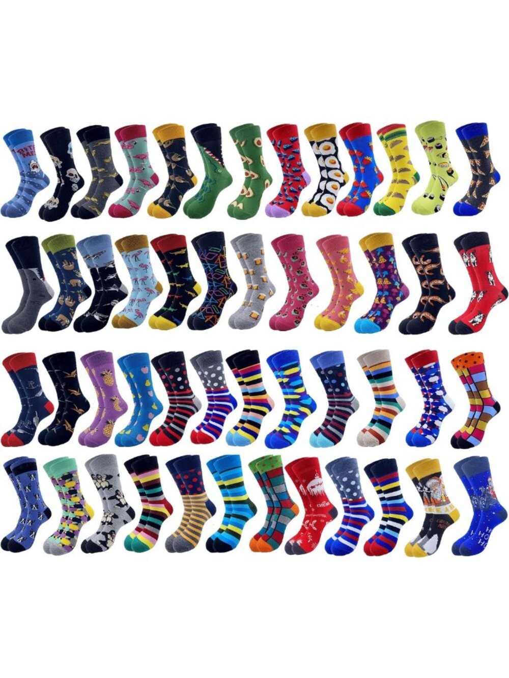 30 Pairs Unisex Cotton Crazy Socks - Fun Patterns, Comfortable & Colorful